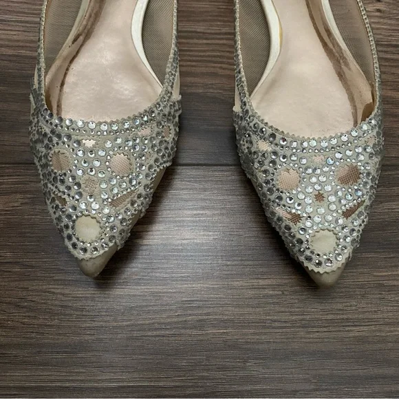 Badgley Mischka Gigi Crystal Embellished Pointed Toe Flats - Picture 7 of 8